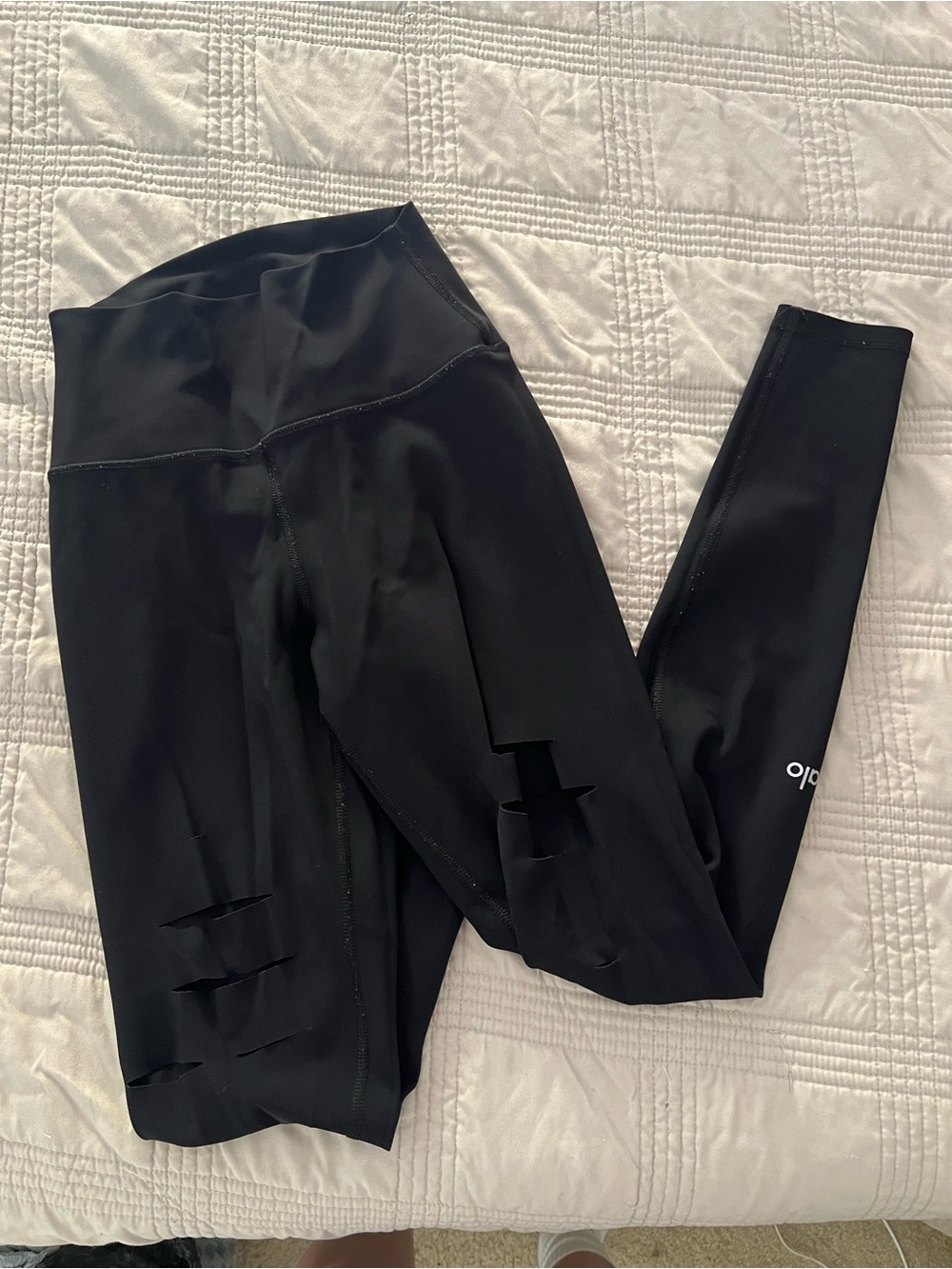 ALO Yoga Black Laser-Cut High-Waist Leggings